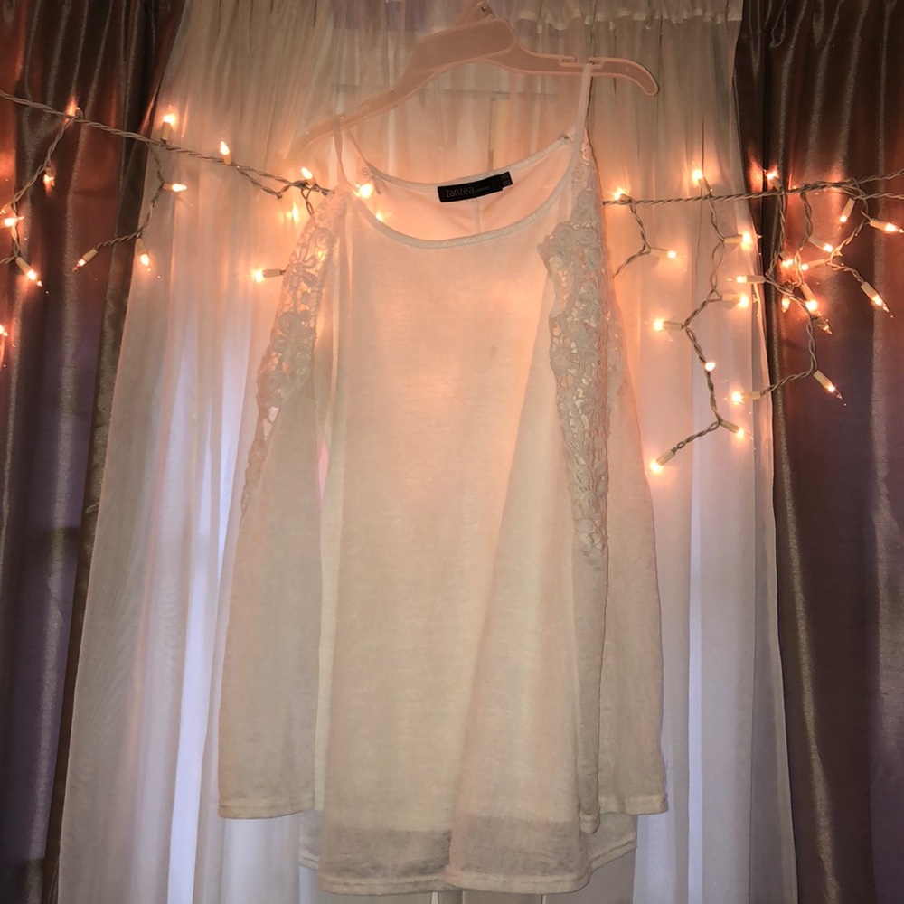 Semi sheer white 3/4 sleeve blouse